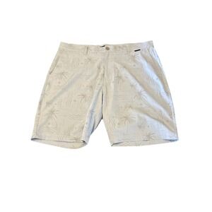 Travis Mathew Men's Size 38 River Surfing Shorts 9" Inseam Dream Blue Palm Trees
